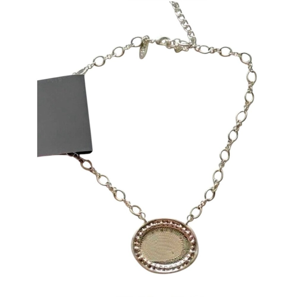 Style & Co Silver Tone Oval Pendant Statement Necklace